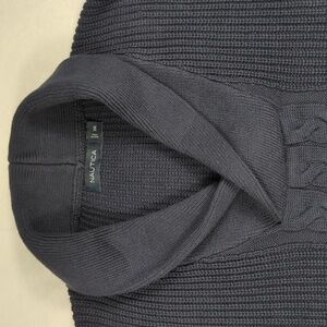 Nautica Navy Shawl Collar‎ Cable Knit Cotton Pullover Sweater Grandpacore XXL